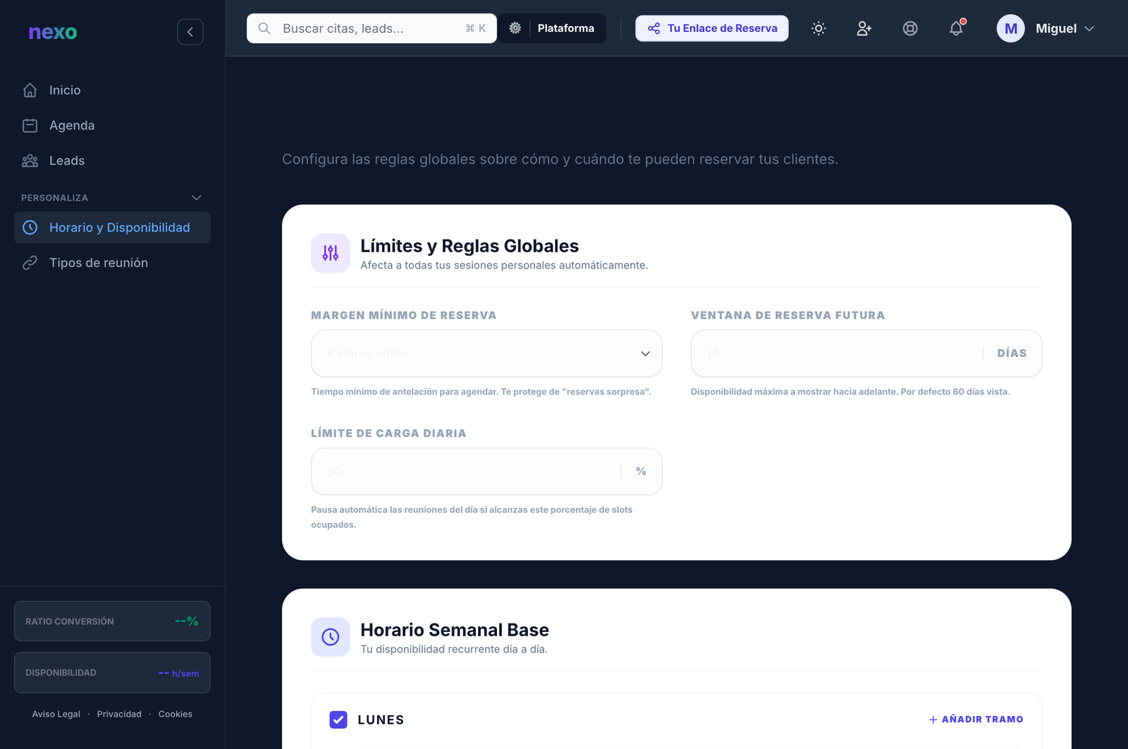 Experiencia de reserva fluida